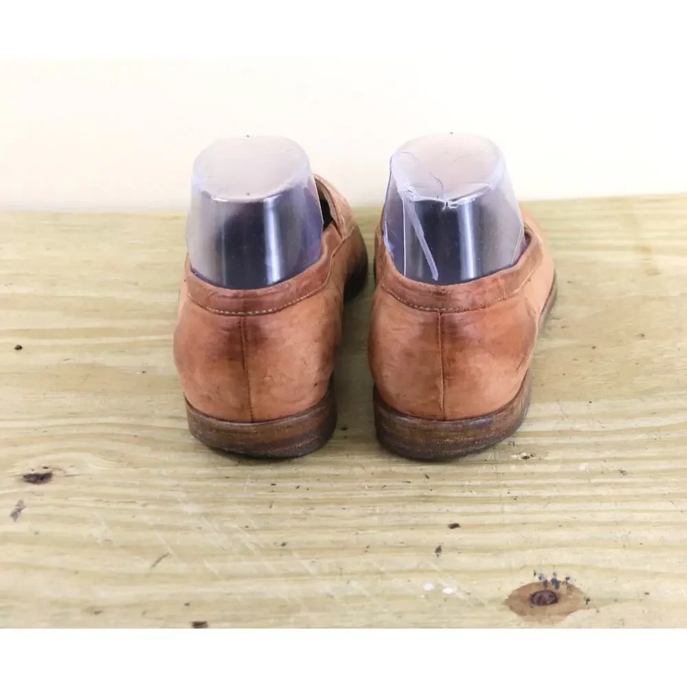 Manolo Blahnik Shoes Womens 40 Brown Leather Loafers Flats Slip Ons Italy